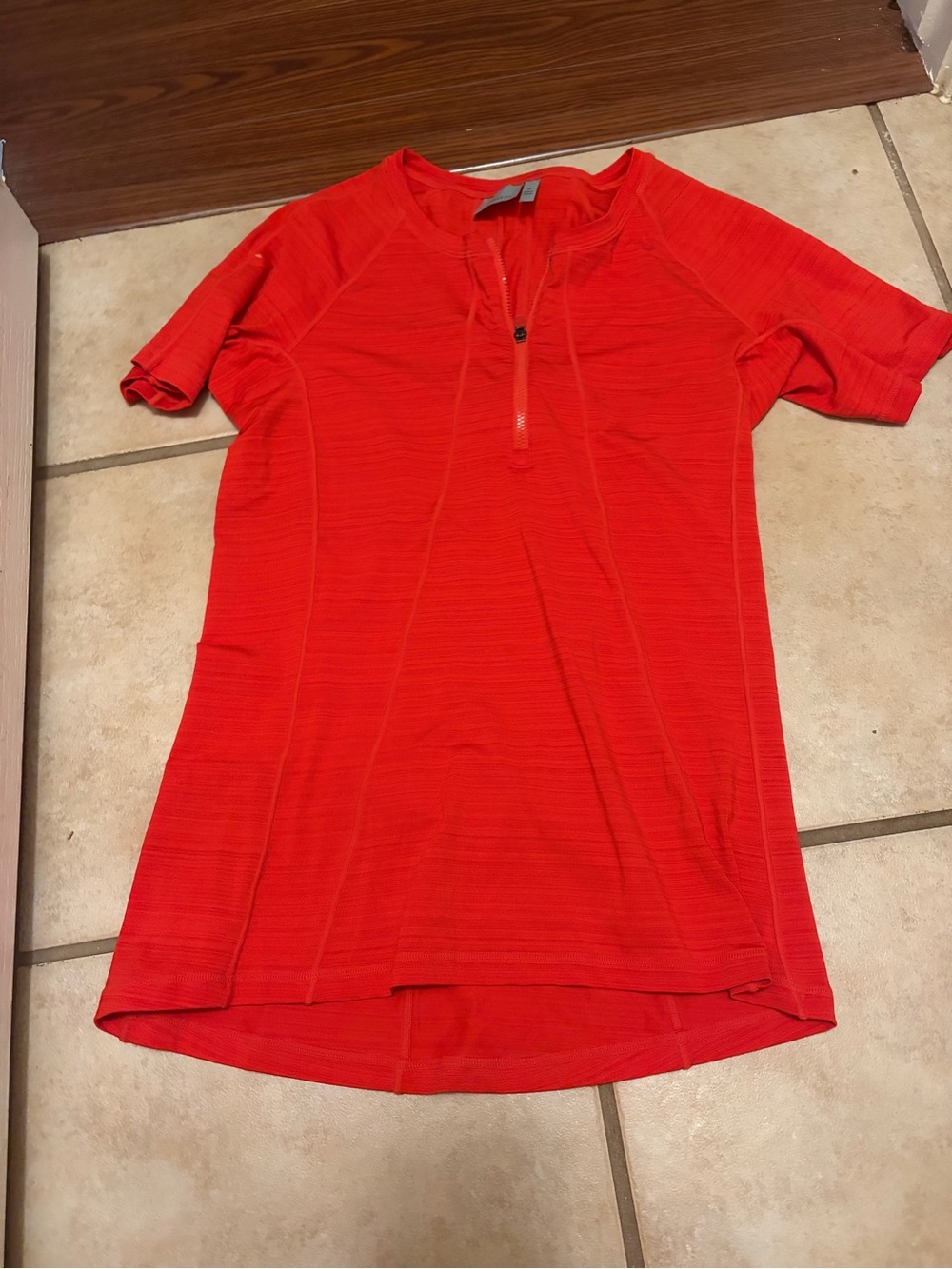Women’s Athleta Short Sleeve Zip Athletic Top - Red